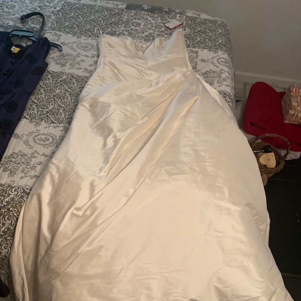 Champagne wedding formal evening gown long